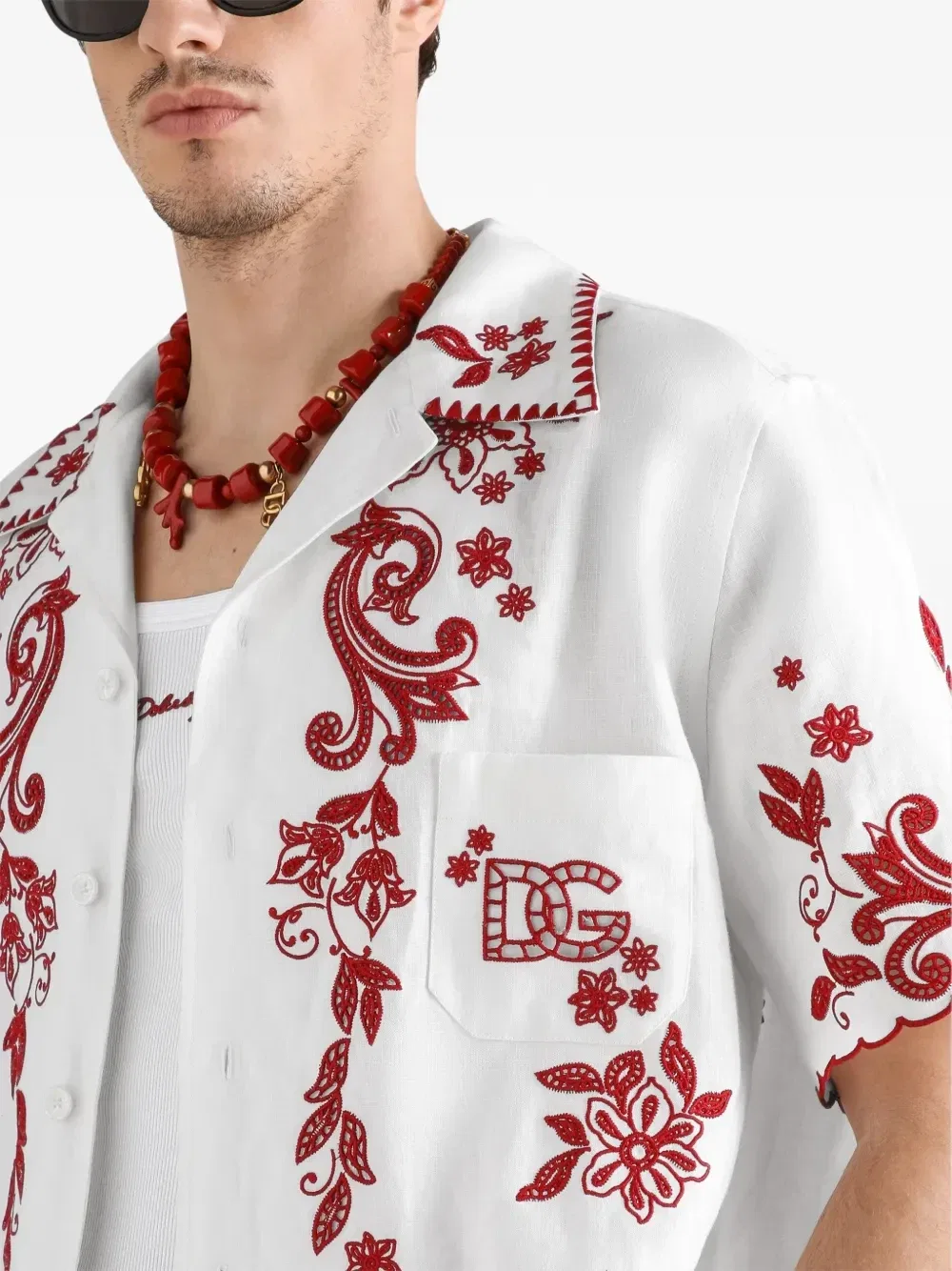 Льняная рубашка Hawaii Dolce & Gabbana, белый — фото 4