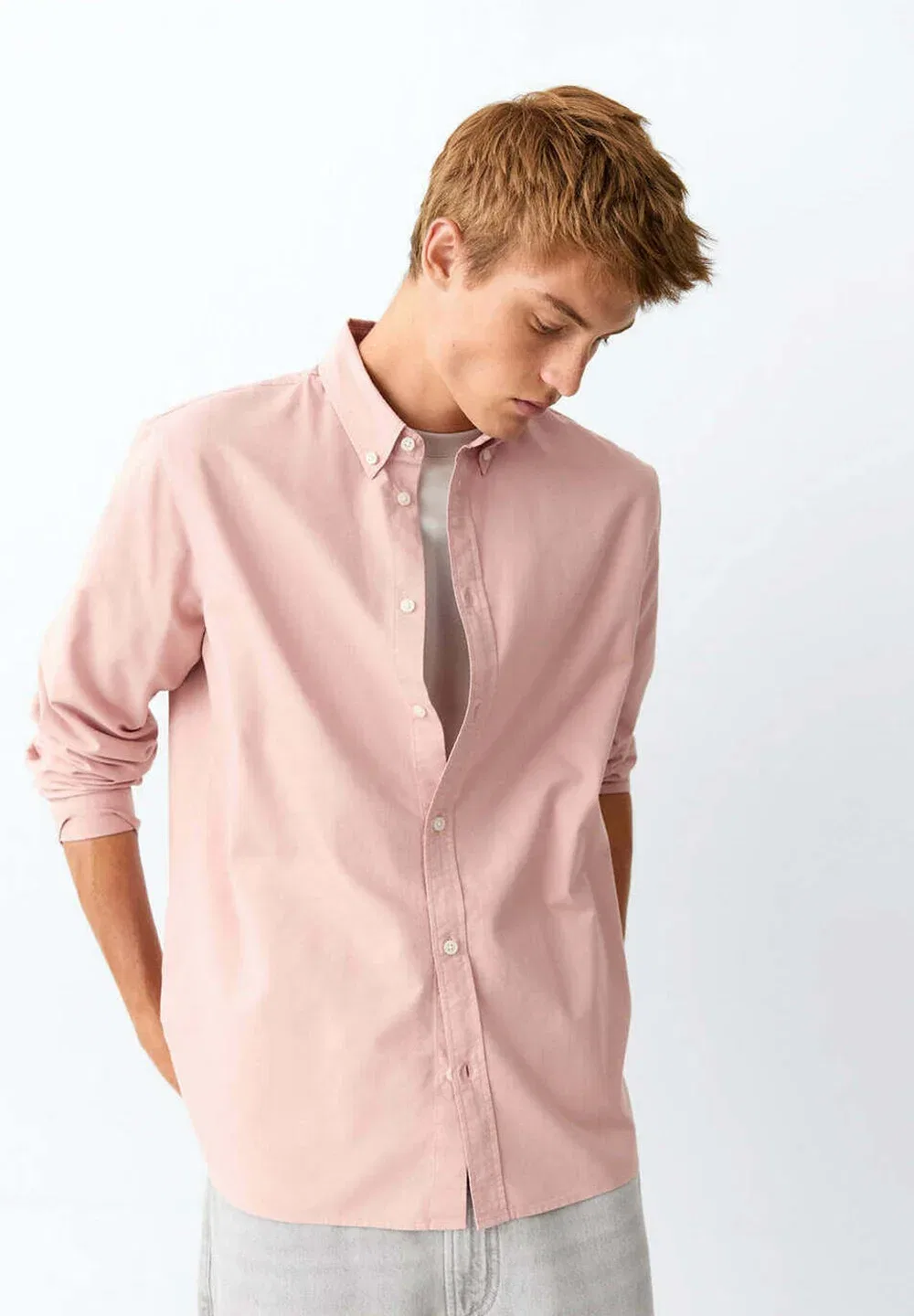 Подростковая - рубашка Mango Kids, Light Pink