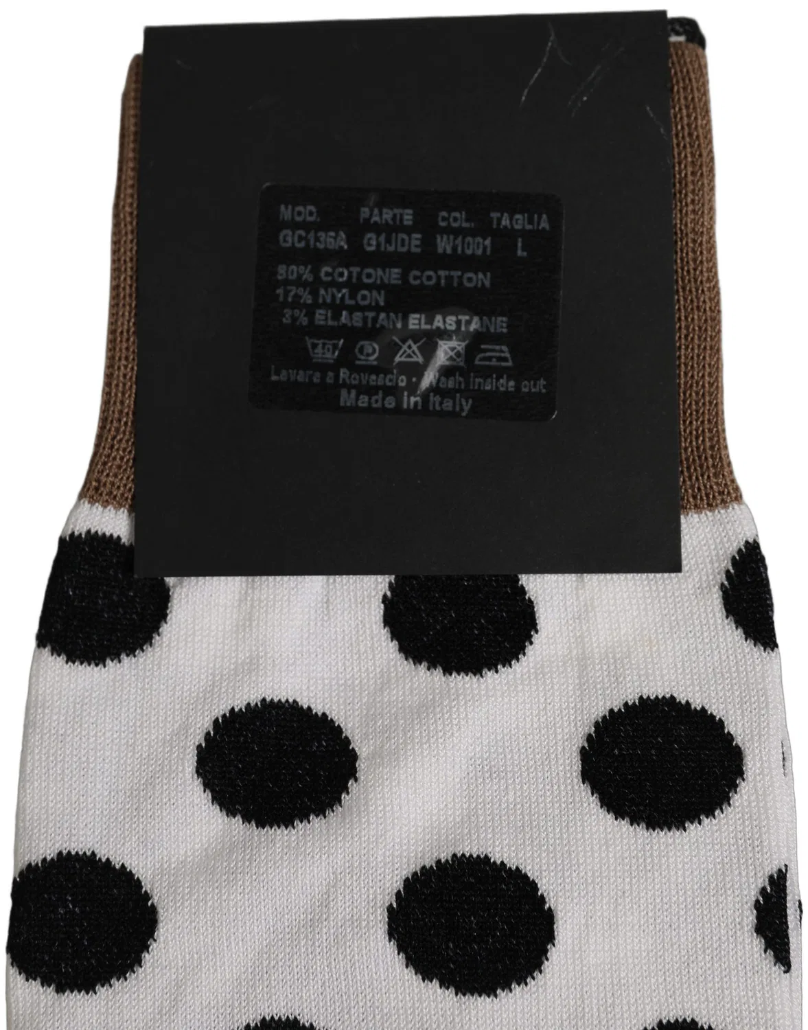Мужские носки с принтом в горошек, White Polka Dot Over The Calf Dolce & Gabbana, White