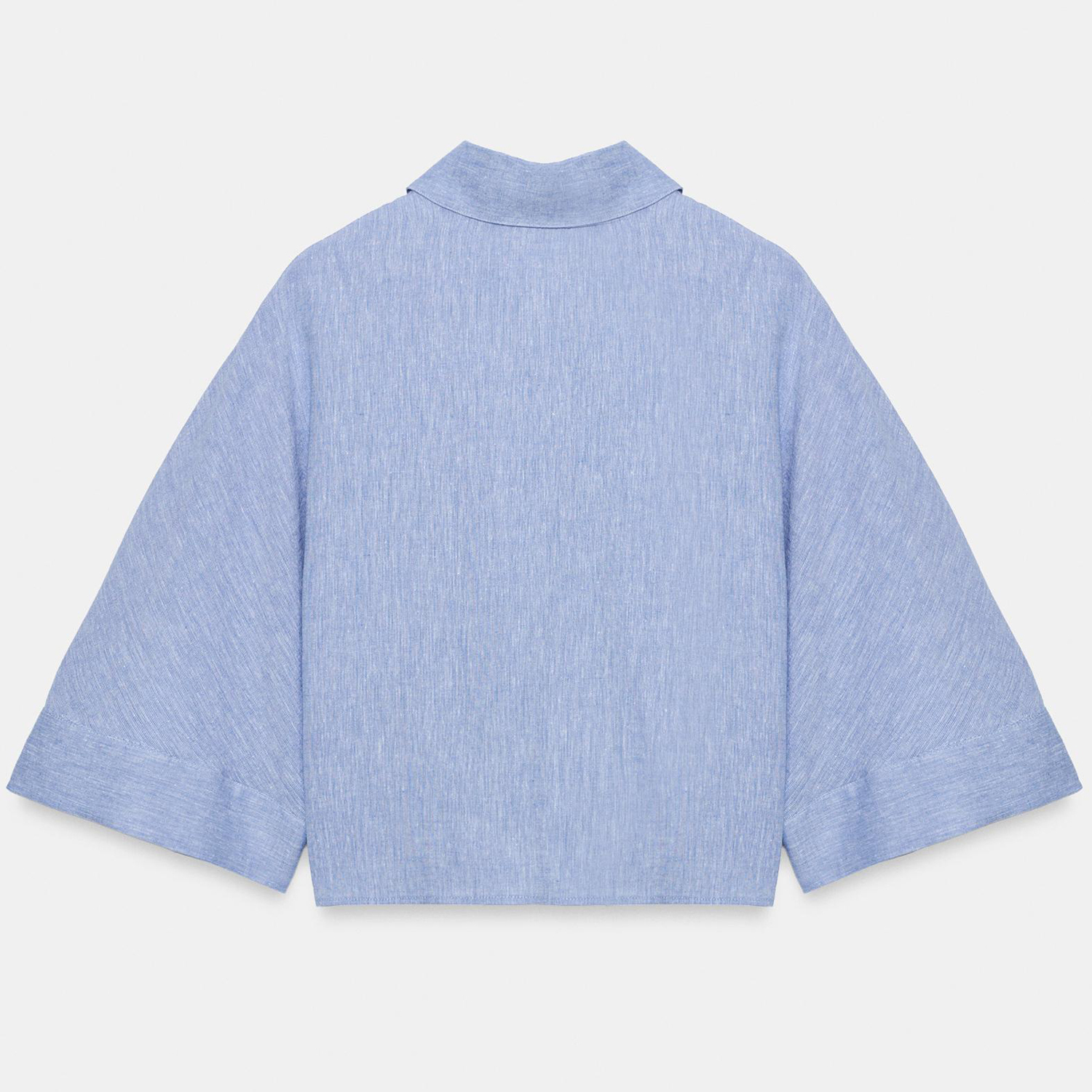 Рубашка Zara Linen Blend With Knot, светло-синий — фото 2