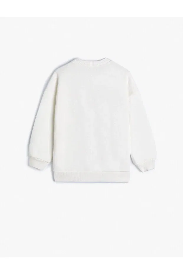 Детское худи для девочек с принтом Snoopy Sweatshirt Licensed Long Sleeve Crew Neck With Ribbon Koton, White — фото 2