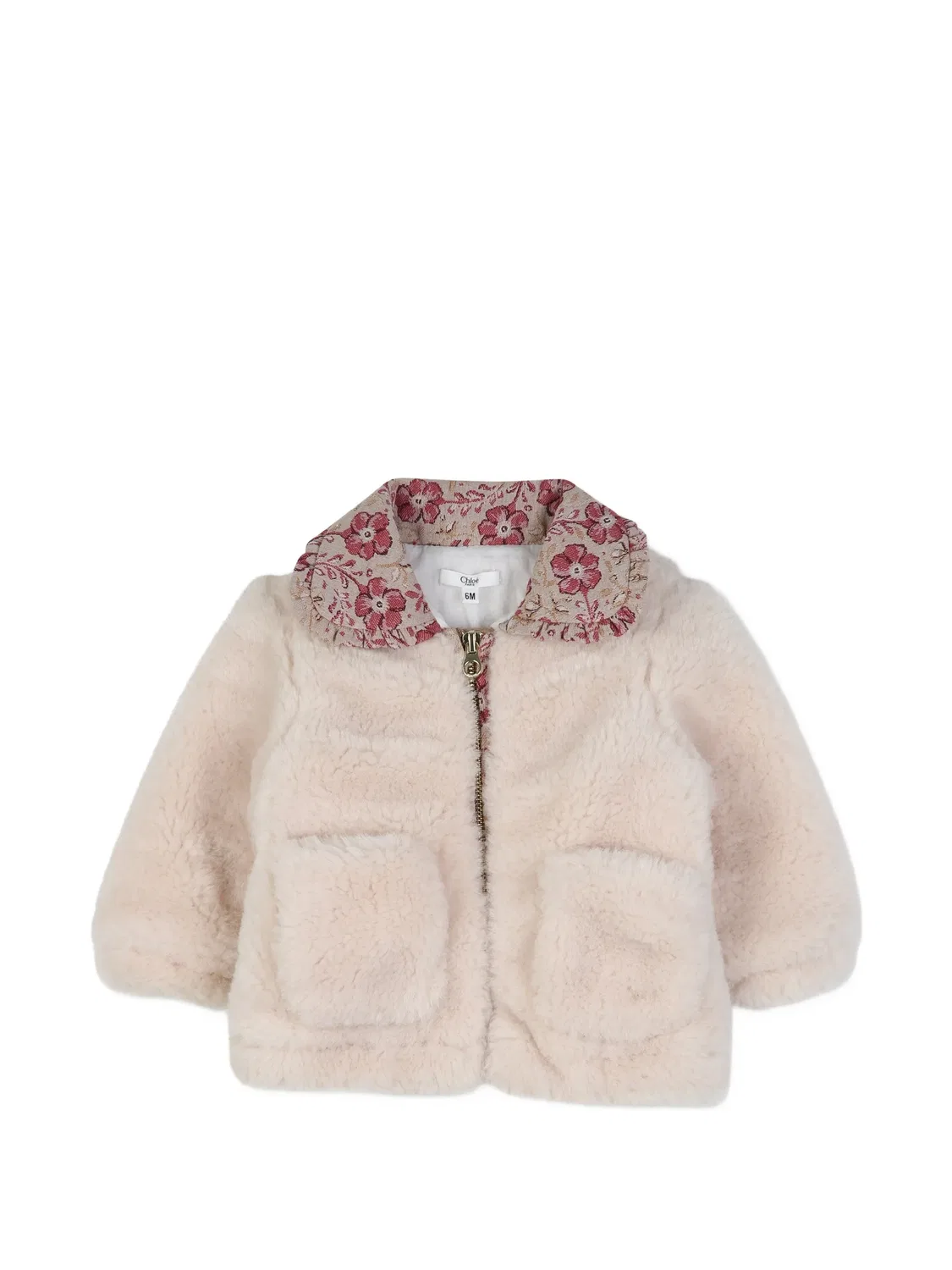 Шуба из искусственного меха с цветочным принтом Chloé Kids, розовый