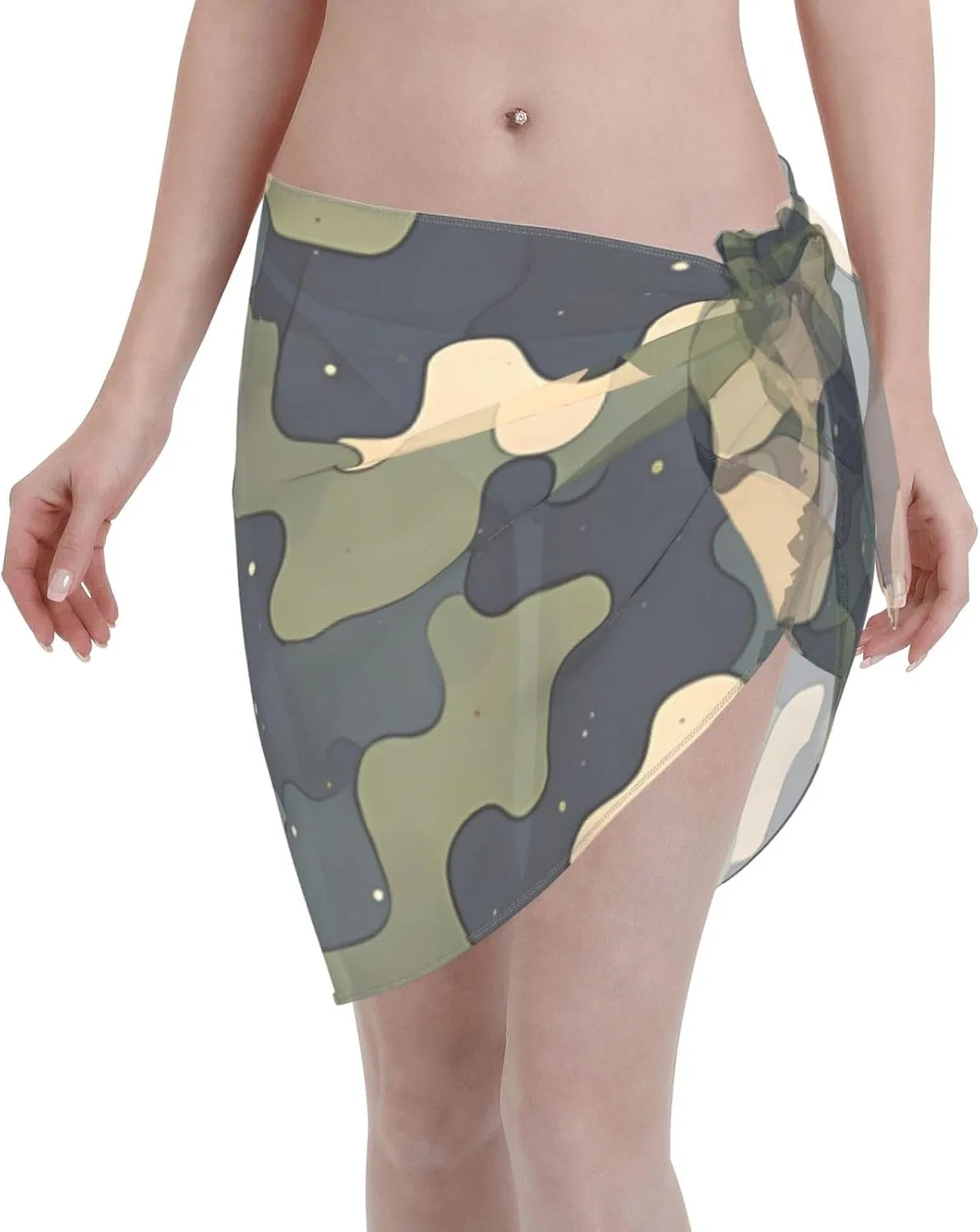 Женская пляжная накидка саронг с принтом, Green and Navy