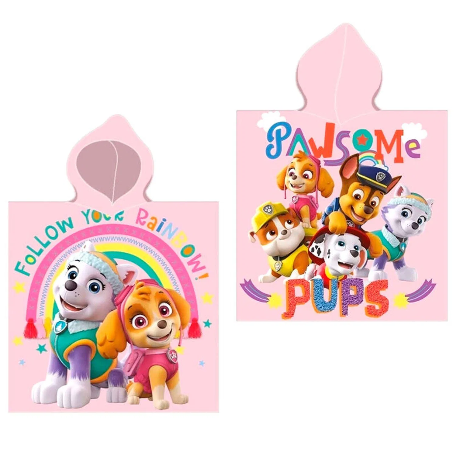Детский хлопковый капюшон-пончо для купания Patrulla Canina Paw Patrol, Роза