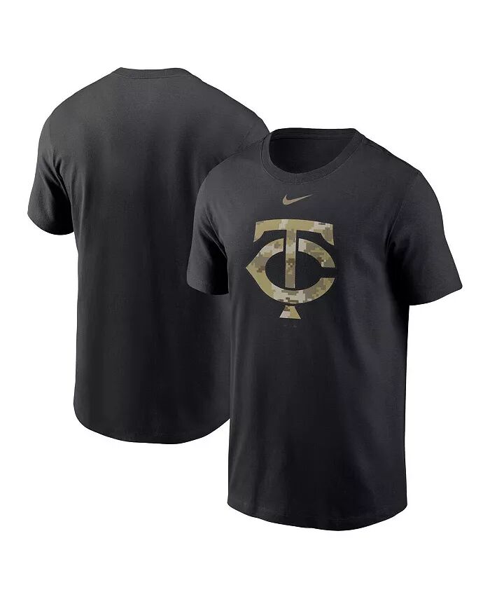 

Мужская черная футболка с камуфляжным логотипом команды Minnesota Twins Nike