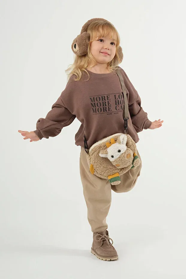Детские свитшот для девочек с принтом Mioma Kids, Brown — фото 3