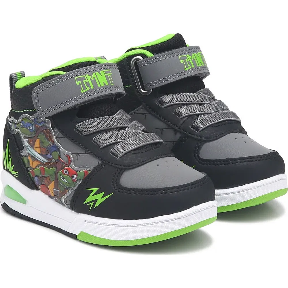 Детские кроссовки TMNT с подсветкой высокие для малышей Teenage Mutant Ninja Turtles, Black/Green