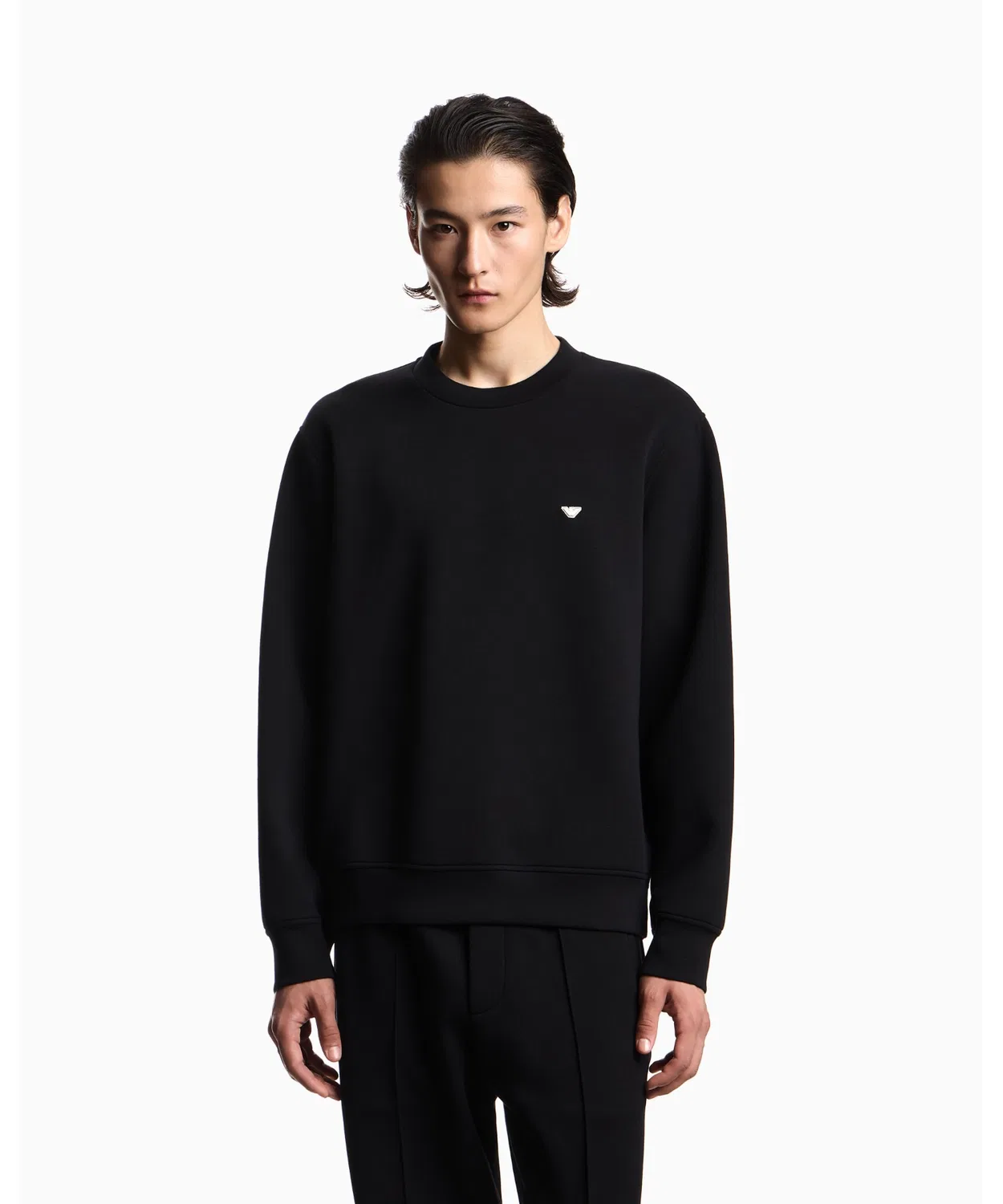Мужской свитшот с длинным рукавомс вышивкой EMPORIO ARMANI, Black