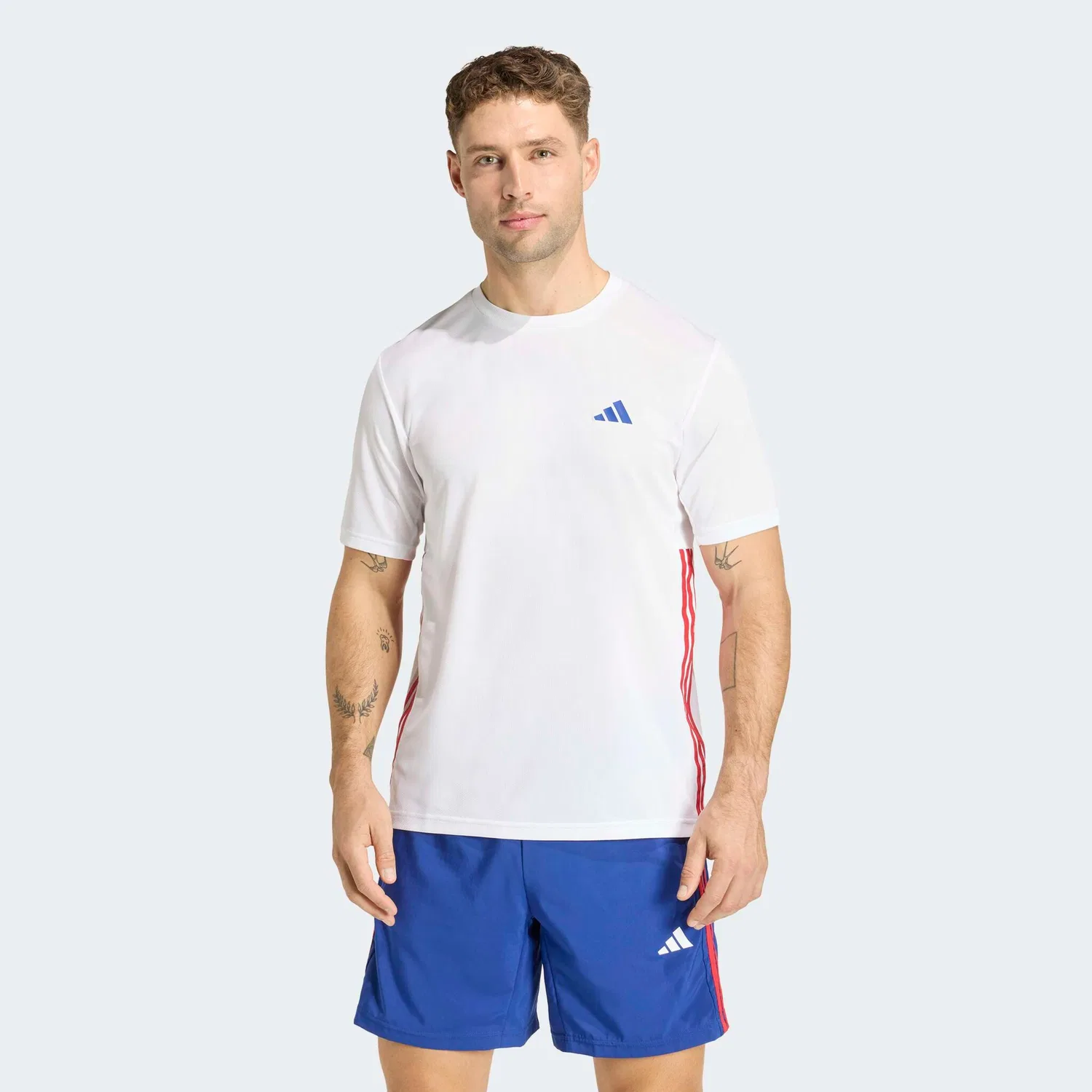Мужская футболка с тремя полосками Adidas Performance, White/Better Scarlet — фото 2