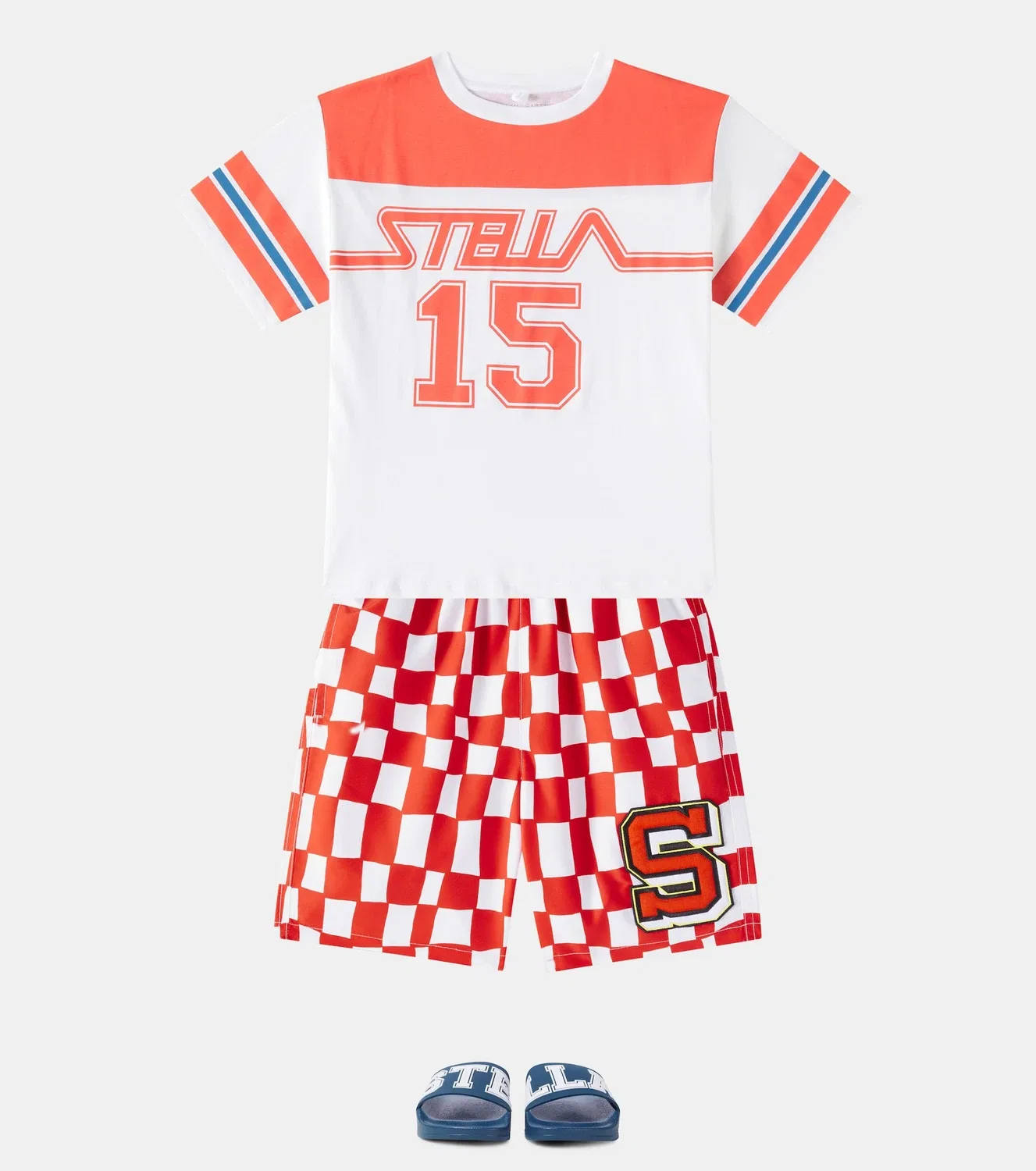 Плавки бикини в клетку Stella Mccartney Kids, красный — фото 2