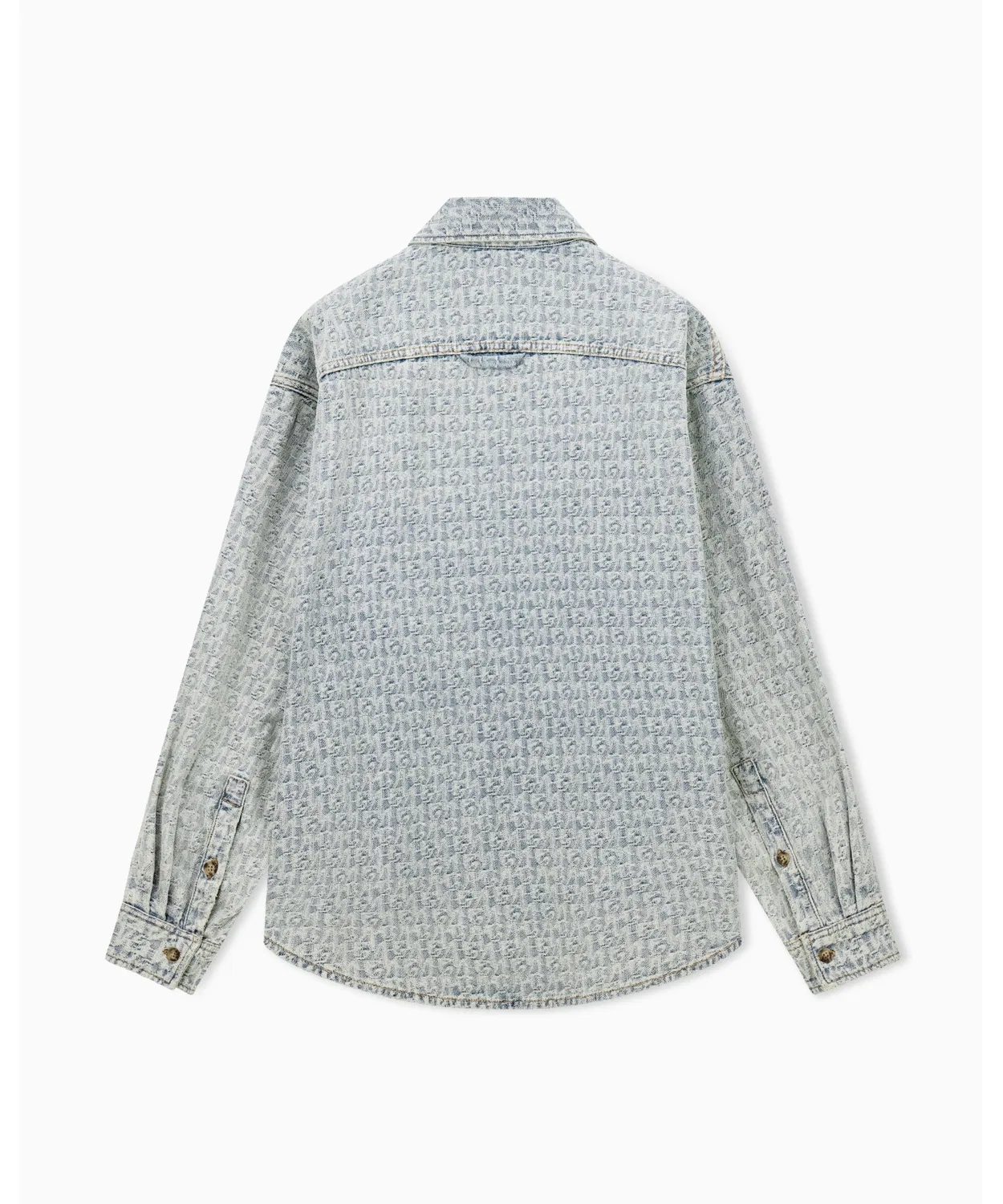 Мужская рубашка из денима с монограммой Cotton Jacquard Emporio Armani, Light Blue — фото 3