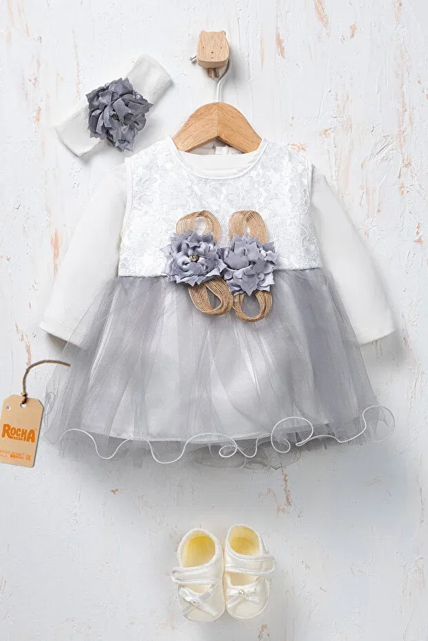 Детский комплект для девочек с цветочным принтом Rocha Baby, Gray — фото 2