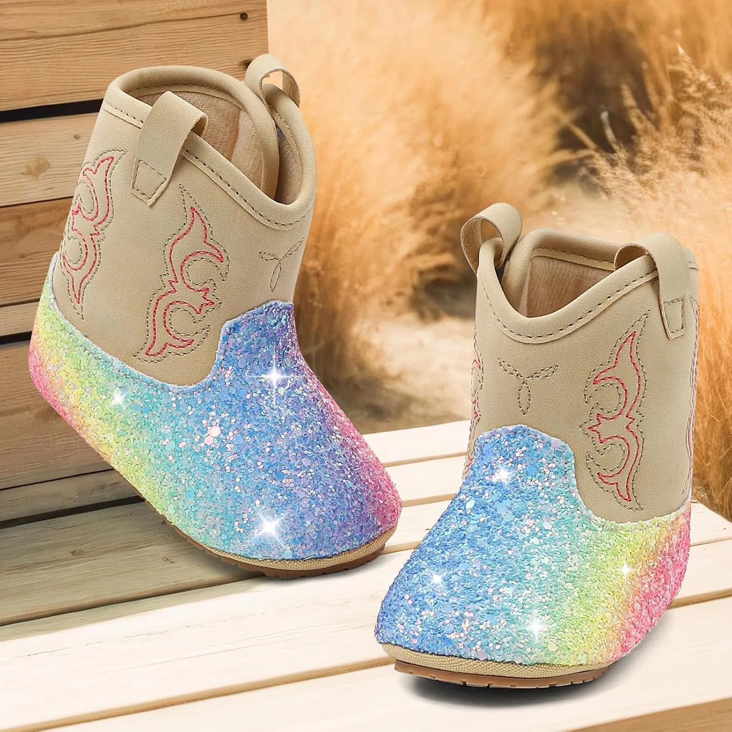 Детские кожаные ботинки в стиле вестерн с мягкой подошвой MK MATT KEELY, Shiny Rainbow — фото 4