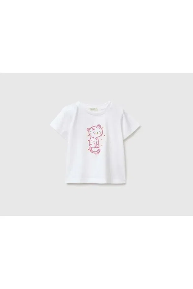 Детское платье-футболка с принтом United Colors Of Benetton, Ecru