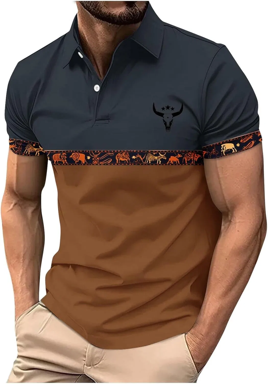 Мужская свободная рубашка поло с воротником Golf, Brown