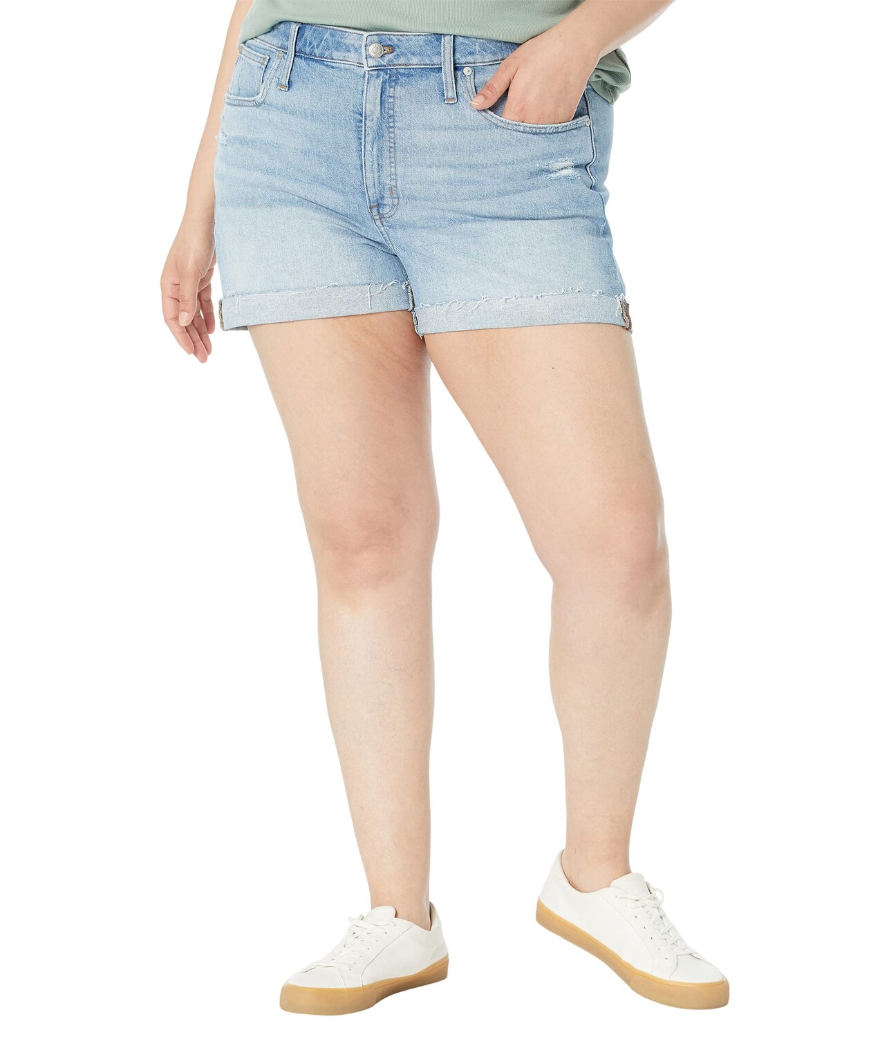 

Шорты Madewell, Plus High-Rise Denim Shorts in Astell Wash: Ripped Edition