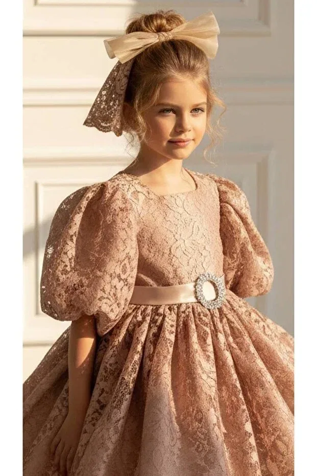 Детское вечернее платье для девочек с длинным рукавом Basics Mc Minicool, Brown