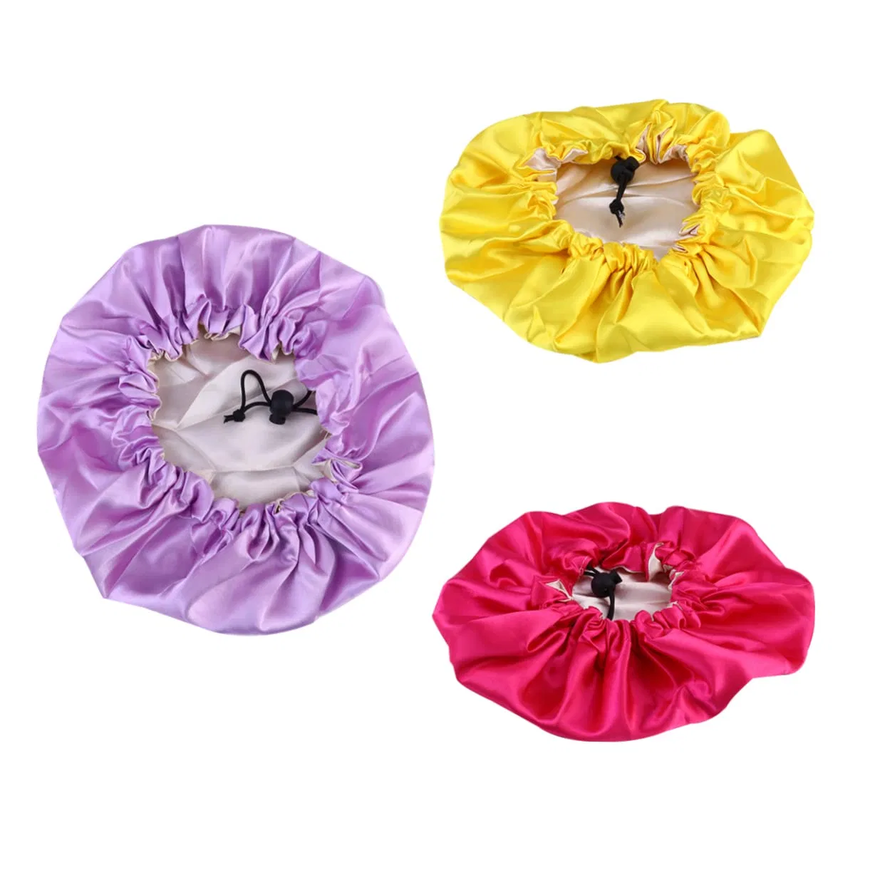 Набор детских шапочек для сна, Satin, 9 шт, 25x25 см, Yellow, Purple, Mei Rot Fomiyes — фото 2
