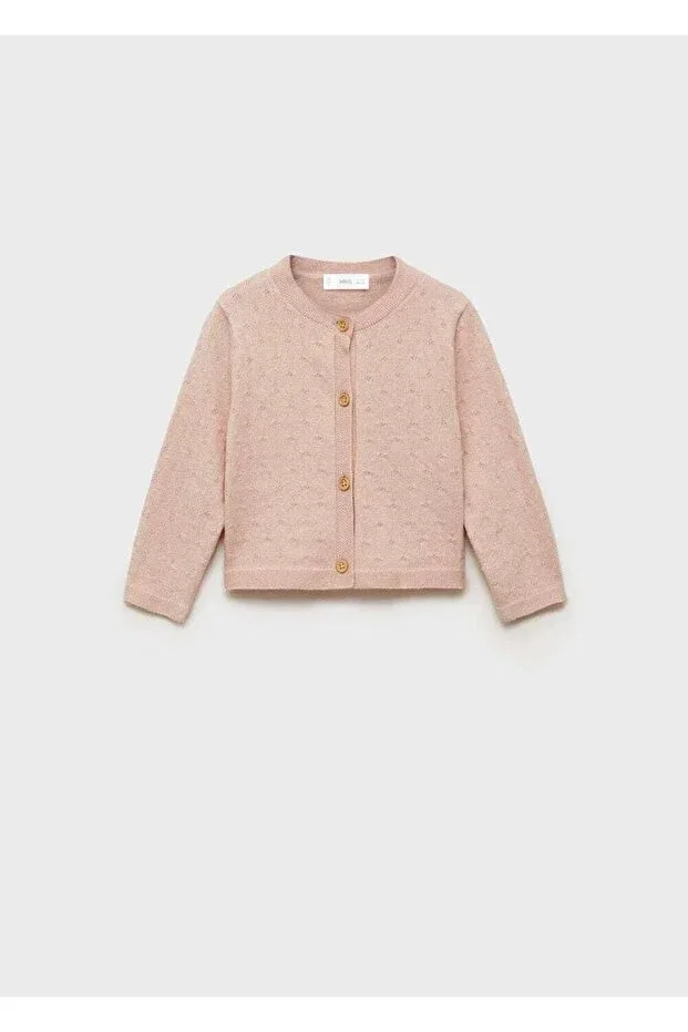 Детский вязаный кардиган с вышивкой Mango Baby, Pink