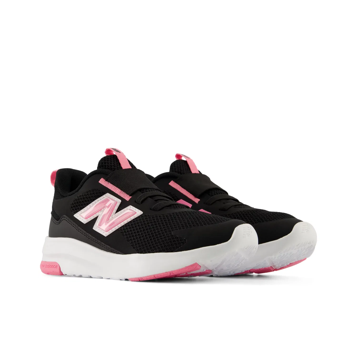 Детские кроссовки без шнуровки на сетчатой основе 468 Slip On New Balance, Black With Signal Pink — фото 2
