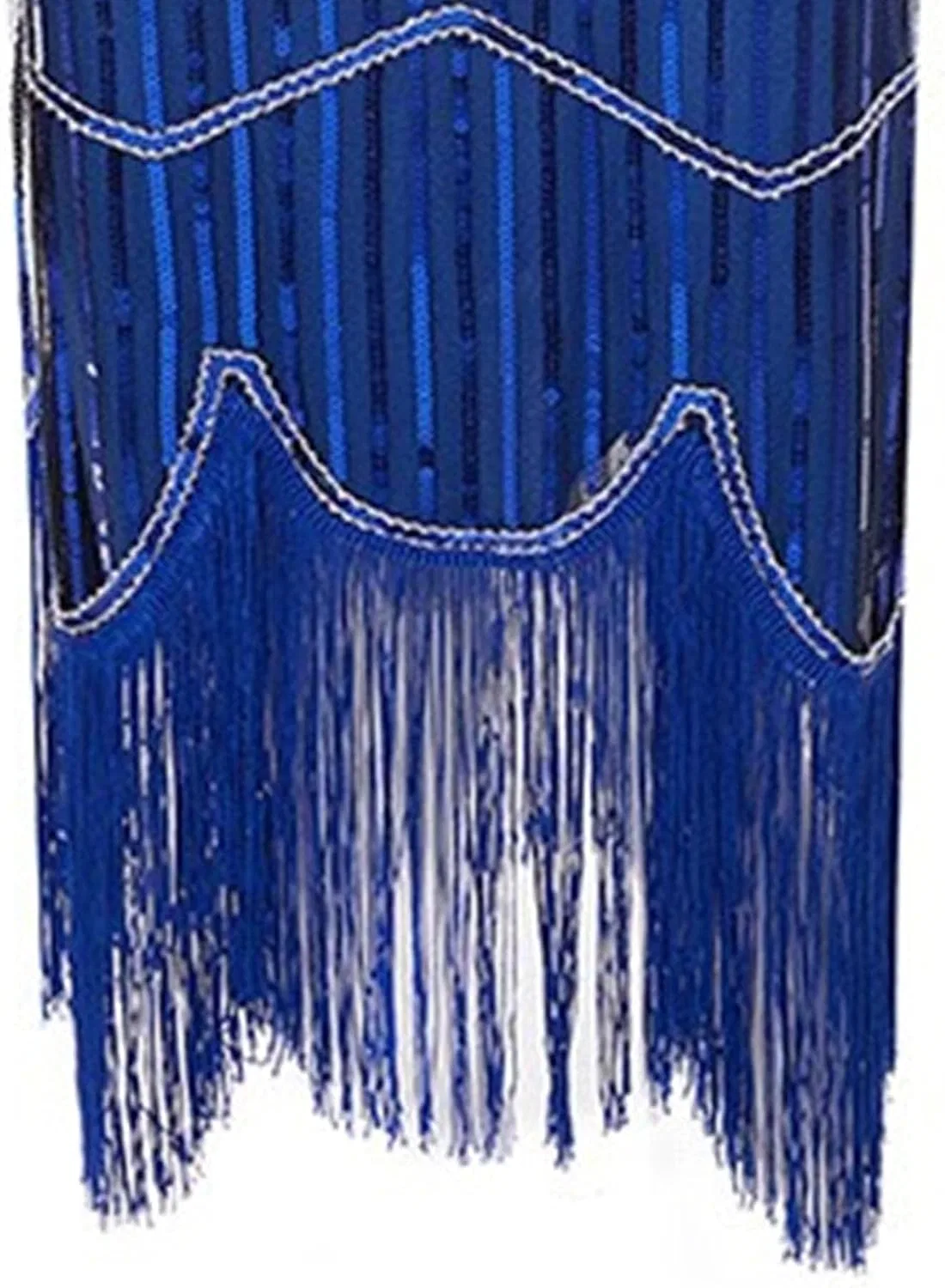 Женское платье для коктейля с бахромой, 1950s Vintage Sequin Tassel, синий — фото 4