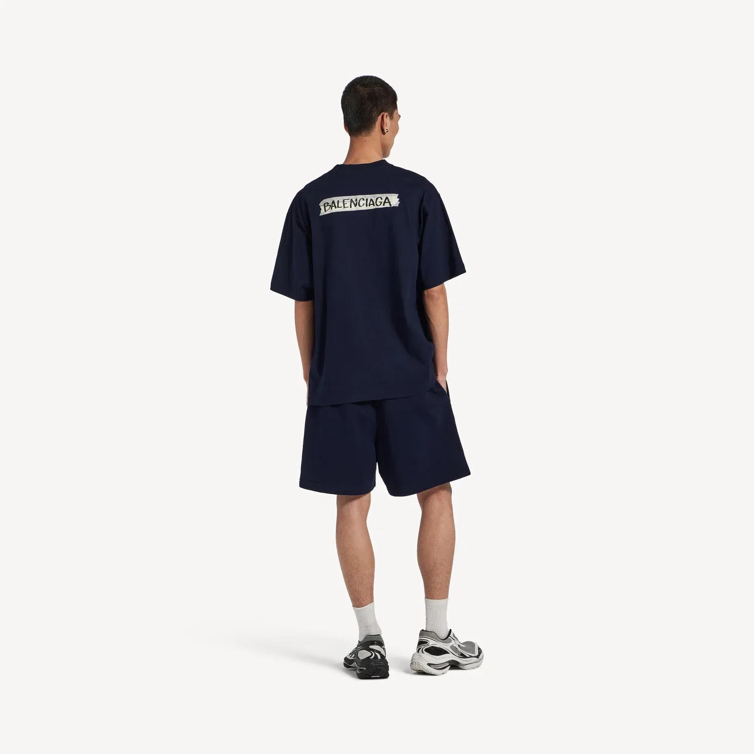 Мужские шорты Regular Fit Balenciaga Masking Tape, синий — фото 4