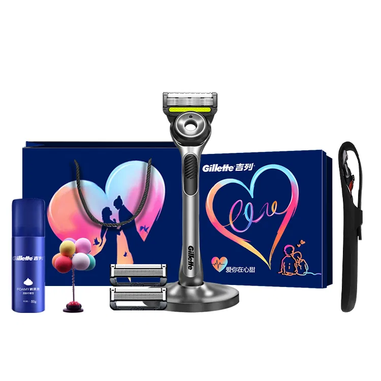 Мужской набор для бритья Aurora с 2 сменными лезвиями, Gillette, Black