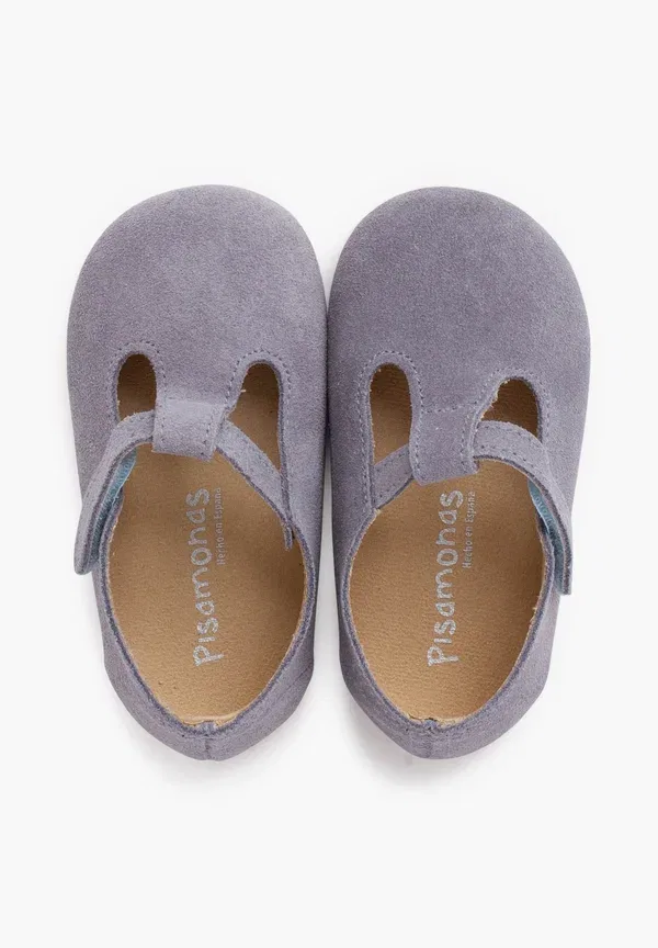 Балетки на липучке, кожаная стелька, Pepitos barefoot, Pisamonas, серо-свинцовый, синий — фото 3