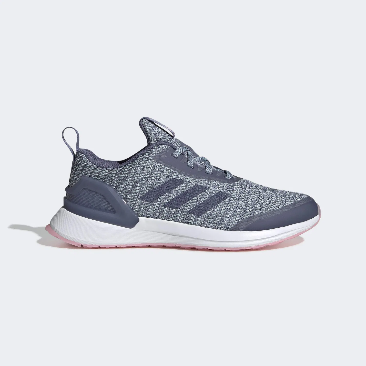 Детские кроссовки для девочек с шнуровкой Adidas Rapidarun, Indigo Raw Grey Ash Pink — фото 3