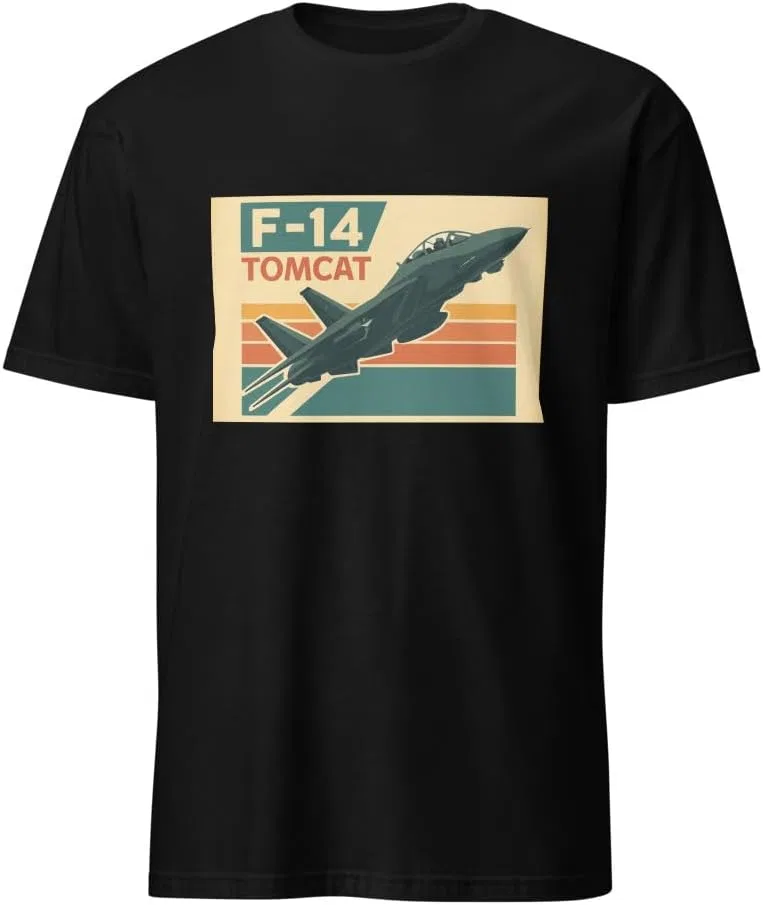 Мужская футболка с ретро-дизайном F-14 Tomcat, Black
