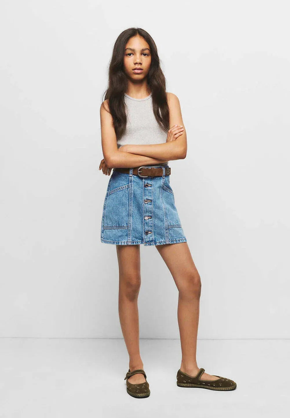 Детская мини-юбка Mango Kids, Blue Denim