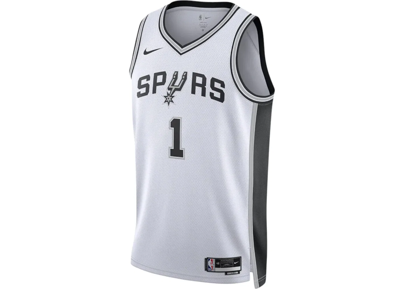 Мужская баскетбольная джерси с длинным рукавом Nike NBA San Antonio Spurs Victor Wembanyama Association Edition Swingman Dri-FIT, White/Black/Grey