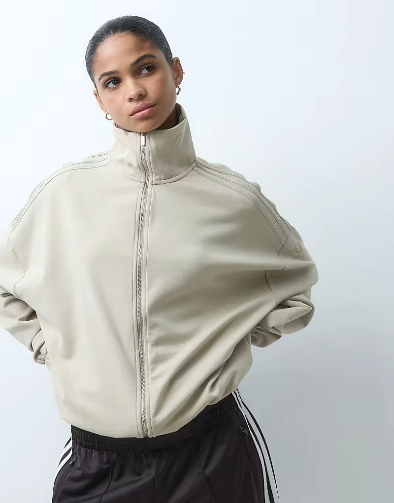 Мягкая на ощупь куртка-рубашка на молнии Adidas Originals, светлый хаки
