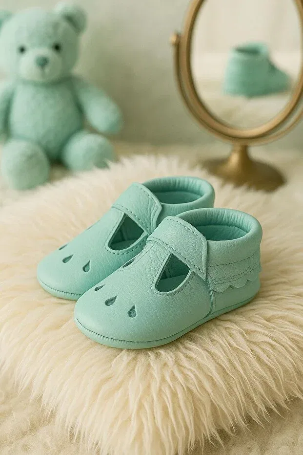 Детские пинетки из натуральной кожи с моделью Bubbles Hapshoe, Green