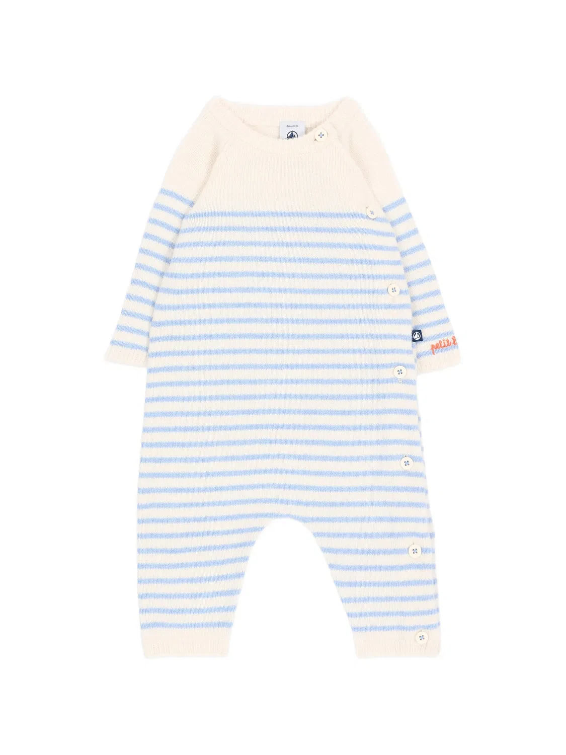 Полосатый комбинезон на пуговицах Petit Bateau, нейтральные цвета
