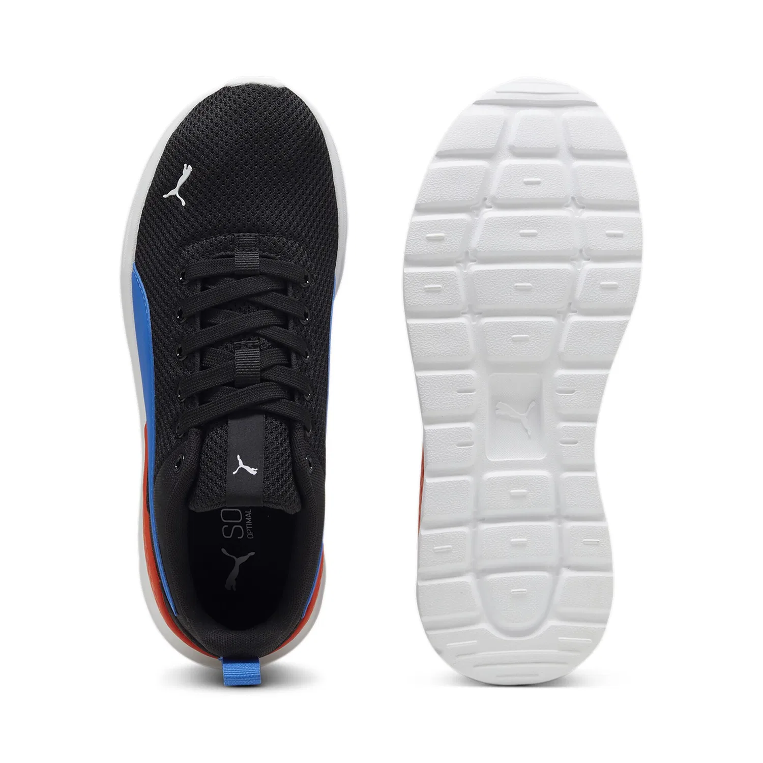 Детские кроссовки из текстиля и синтетики Anzarun Lite PUMA, Black Hyperlink Blue White Redmazing — фото 4