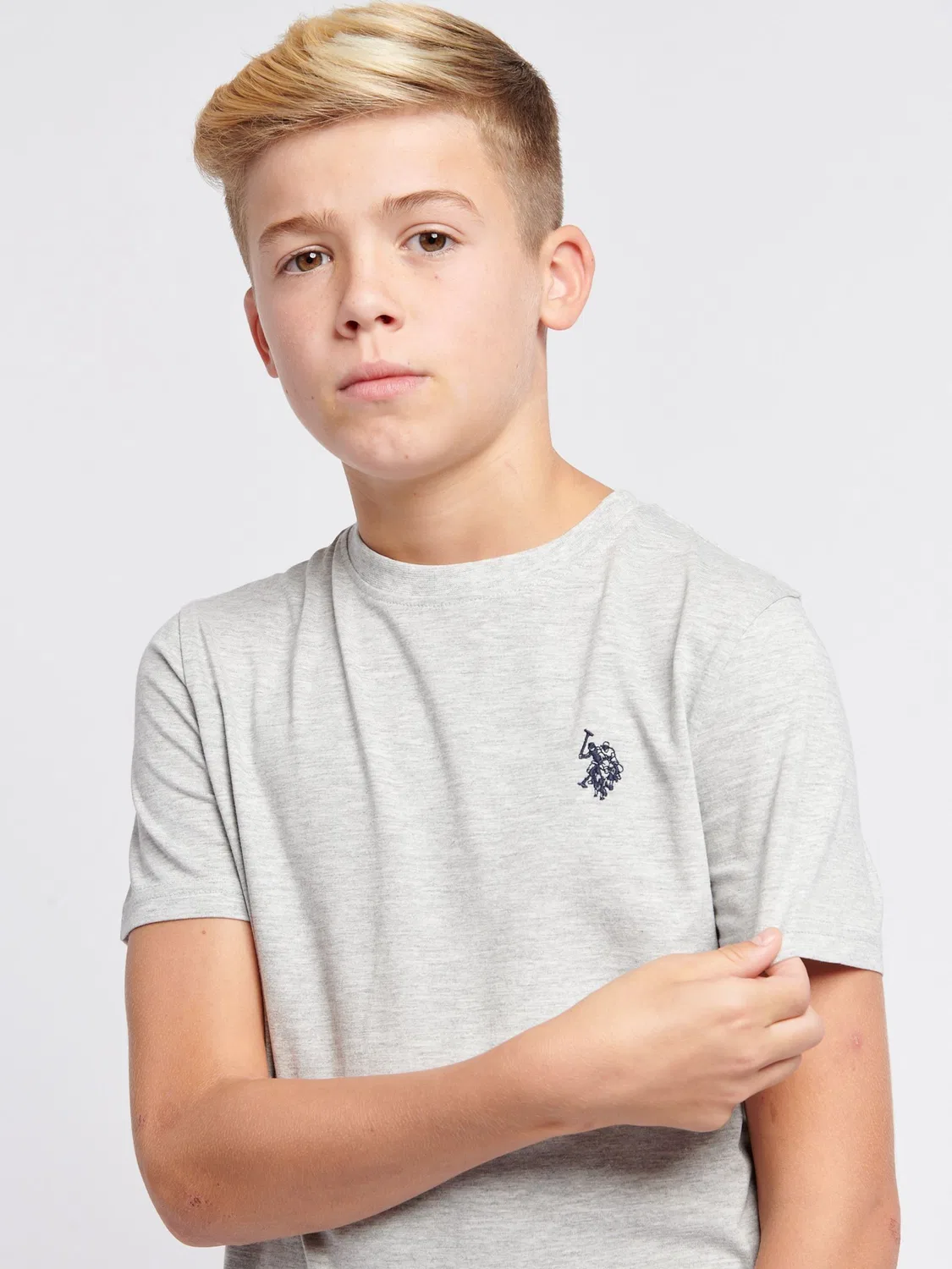 Футболка с текстурой Double Horsemen U.S. Polo Assn., светло-серый — фото 2