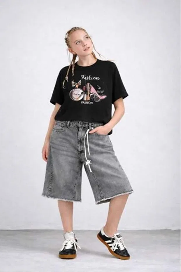 Детские шорты для девочек джинсовые Loco Loco, Anthracite