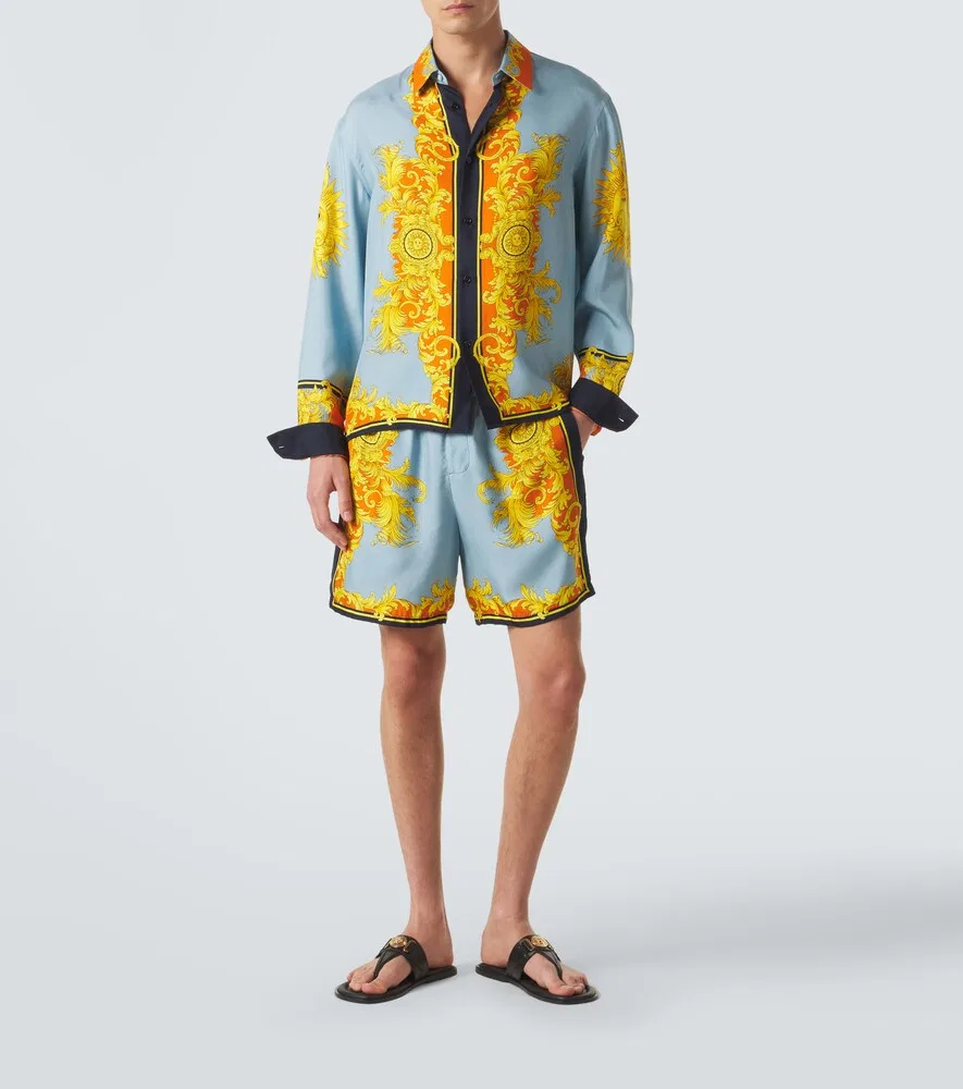 Шелковая рубашка с принтом Versace, мультиколор — фото 2