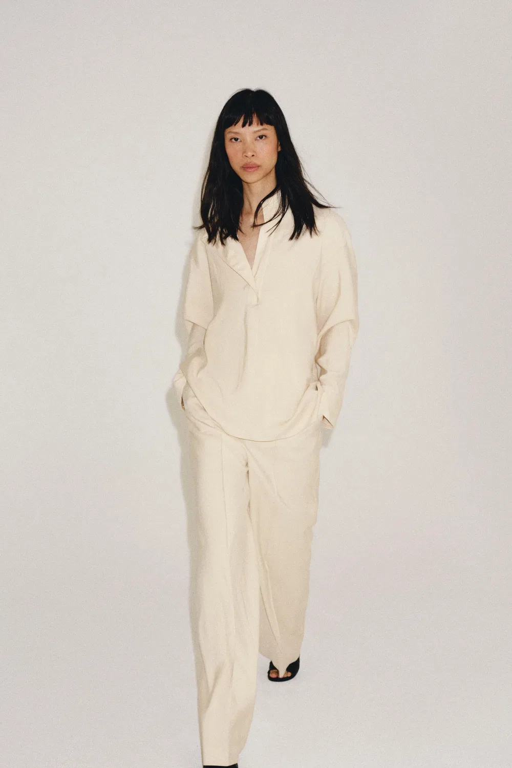 Футболка ZW Collection Crossover ZARA, Mid-ecru — фото 4