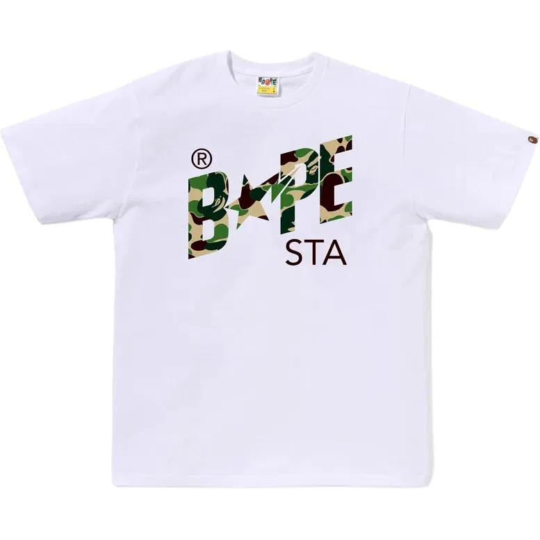 Детская футболка с камуфляжным принтом ABC Camo A BATHING APE, White × Green