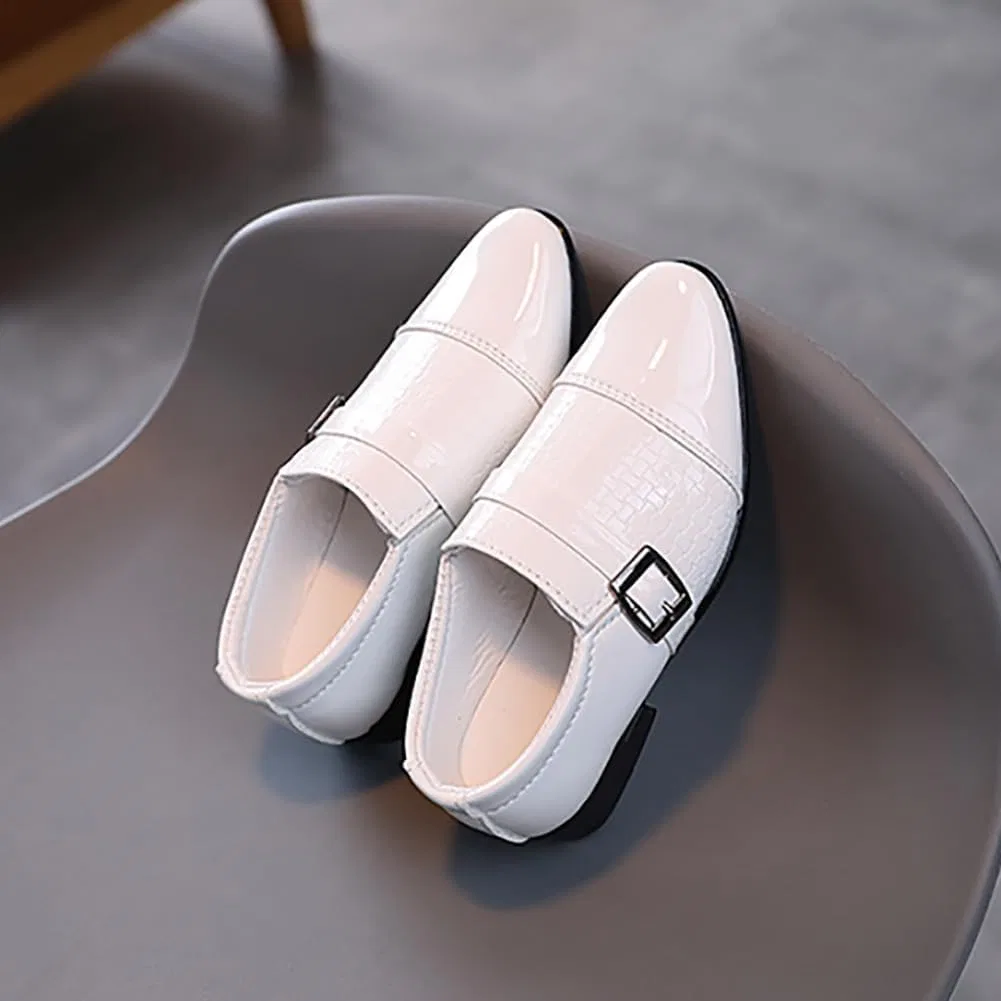 Детские туфли-лоферы из искусственной кожи Classic PU Leather School Uniform Oxfords Casual Dress Shoes Loafers Flats XinYiQu, White — фото 2