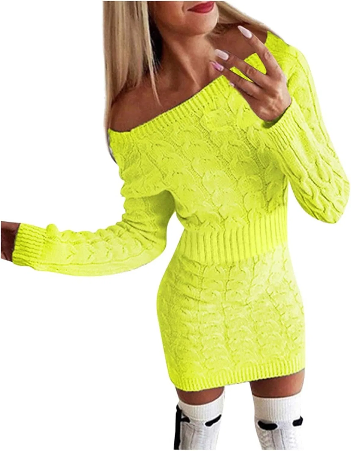 Женское платье-свитер длинное Casual Elegant, Yellow