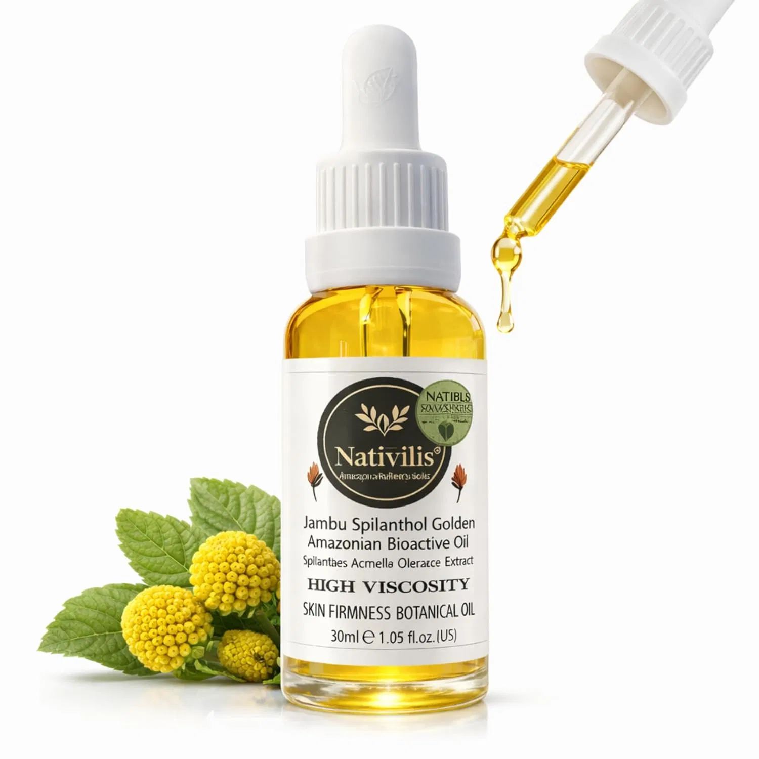 Масло для лица Nativilis Jambu Spilanthol Golden Amazonian Bioactive Oil, 30 мл Nativilis Natural Essential Oils — фото 2