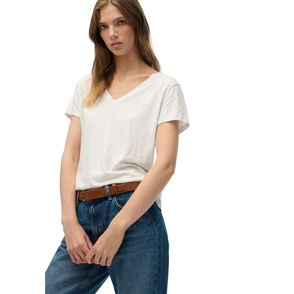 Женская футболка с v-образным вырезом и вышивкой Superdry, White — фото 4