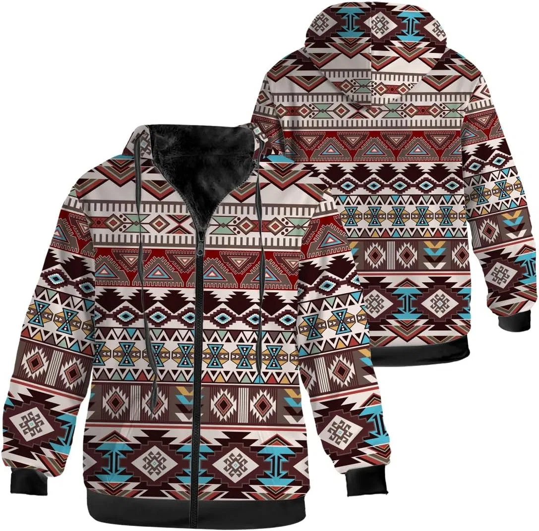 Мужская куртка из флиса с принтом, Zip-up Hoodie, коричневый — фото 3