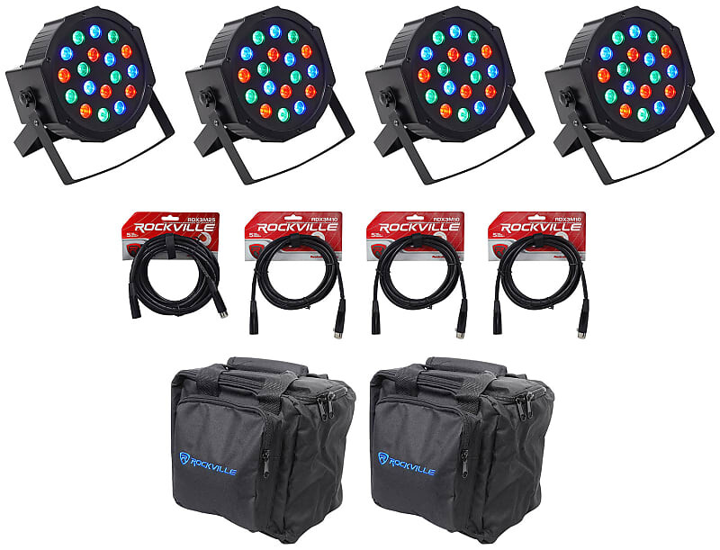 

Прожектор Rockville RockPAR50 LED RGB Par Can DJ/Club DMX Wash Lights + кабели + сумки RockPAR50 + RDX + RLB90