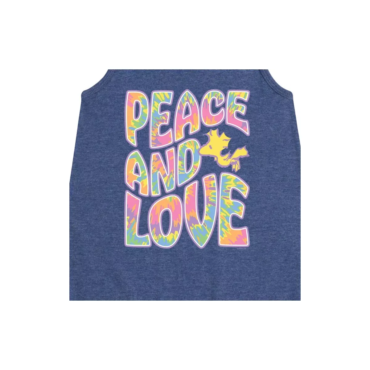 Детское платье-трапеция без рукавов с принтом Peanuts Peace & Love Woodstock Peanuts, Heather Navy — фото 2