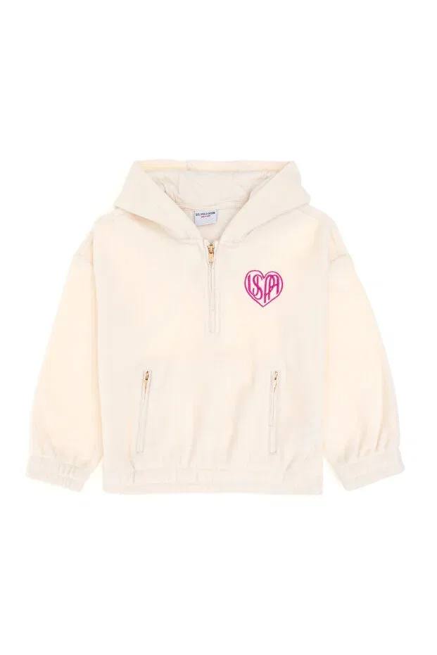 Детское худи на молнии для девочек из флиса U.S. Polo Assn., Nude Color — фото 4