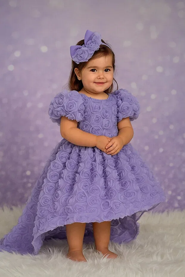 Детское платье для девочек с цветочным принтом Mirace Styl, Purple